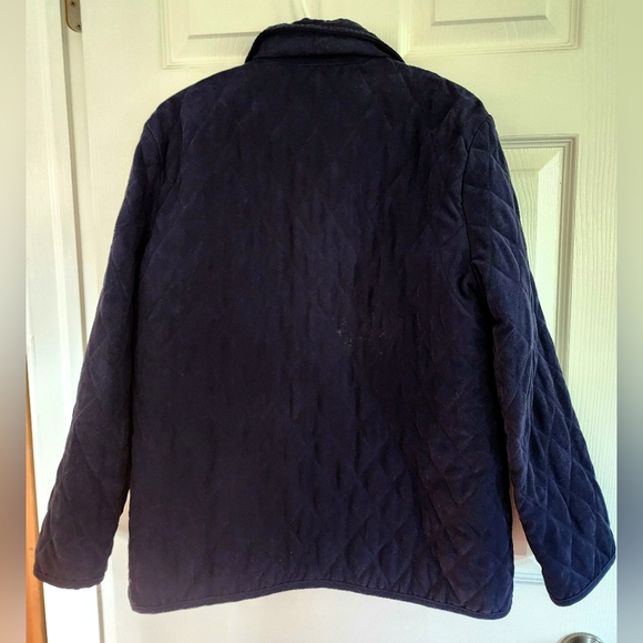 Alfred Dunner Quilted Navy Light Chore Jacket Coat Pink Accents, size 12 Petite - Picture 4 of 5